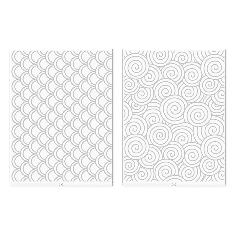 Swirls &amp; Scallops Embossing Folders / Folders de Grabado Remolinos y Escalopas Folders de Grabado We R Memory Keepers