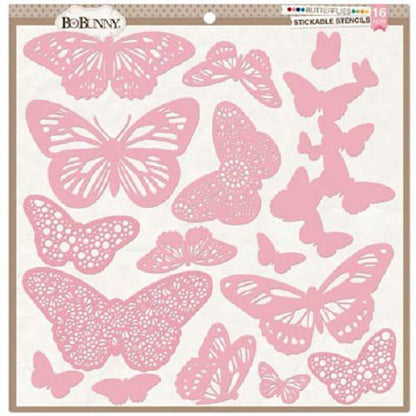 Stickable Stencils Butterflies / Plantillas de Mariposas Adhesivas Esténciles / Plantillas BoBunny