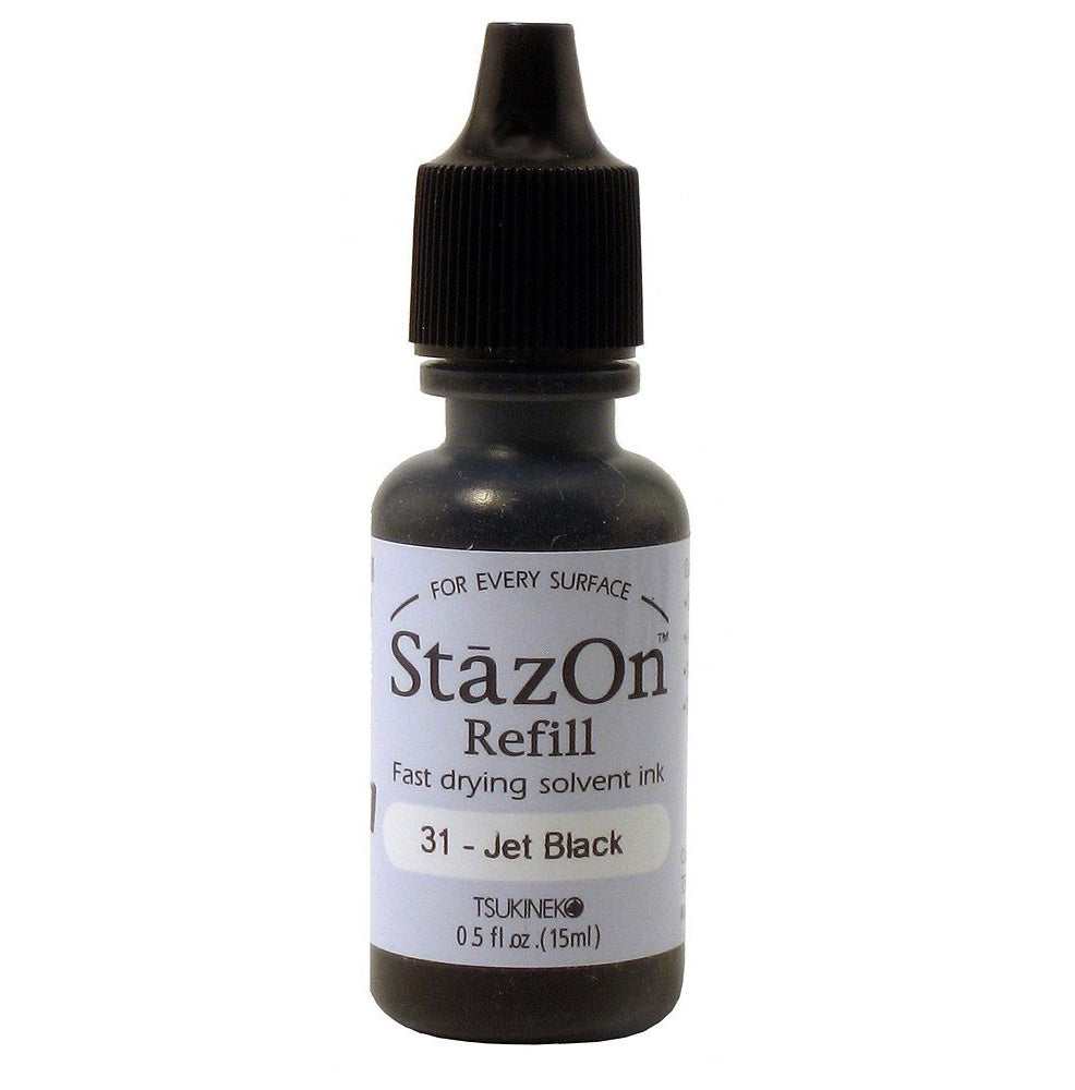 StazOn Solvent Ink Refill Inker Black / Relleno Para Cojin Solvente Negro Tintas TSUKINEKO