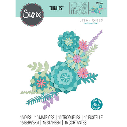 Thinlits Dies Succulent Wreath / Suajes de Hojas y Flores Dados de Corte / Suajes / Troqueles Sizzix