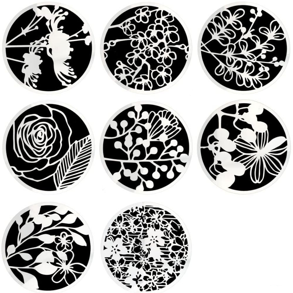 Flower Circle Stencils / 8 Plantillas de Flores Esténciles / Plantillas Hobbees