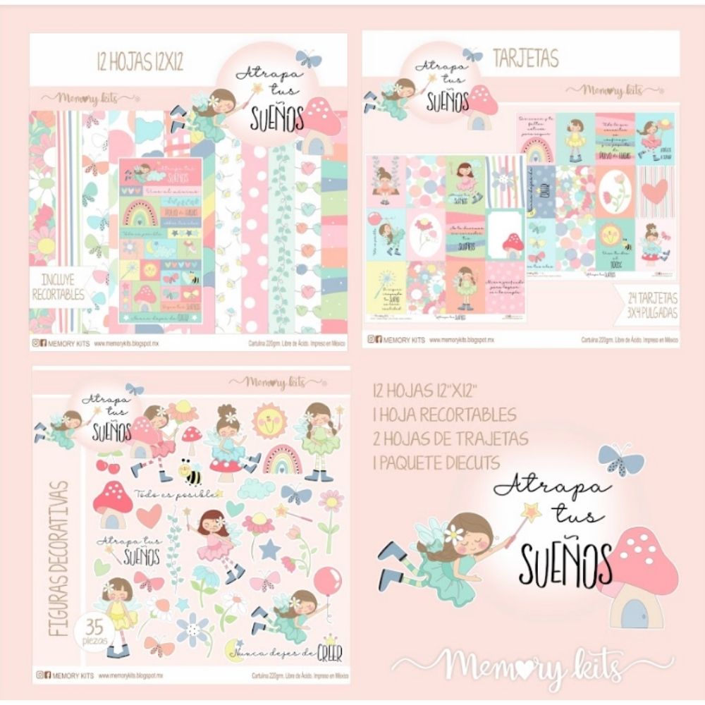 Kit de Papel Cartulina Atrapa Tus Sueños Papel Memory Kits