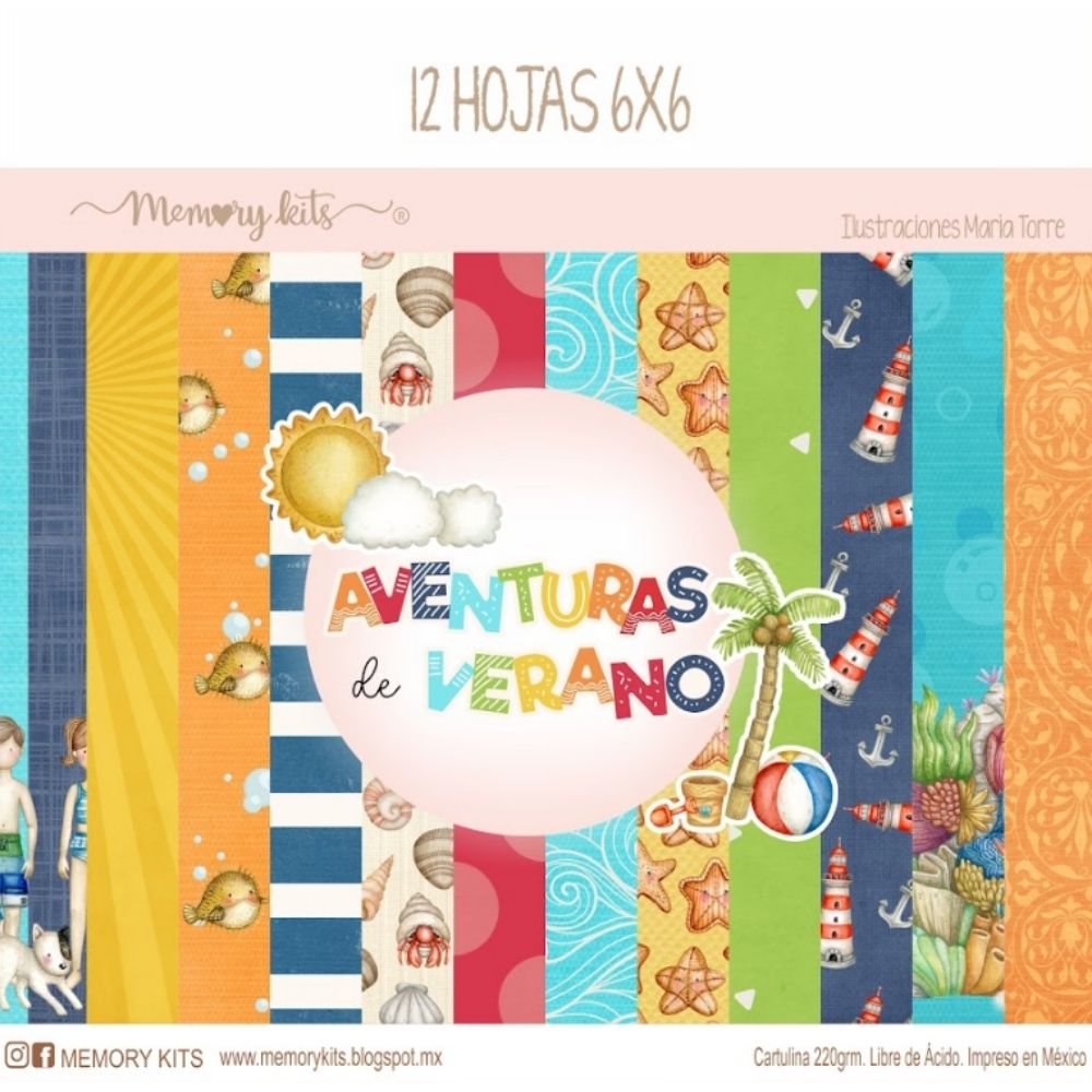 Kit de Papel Cartulina Aventuras de Verano Papel Memory Kits