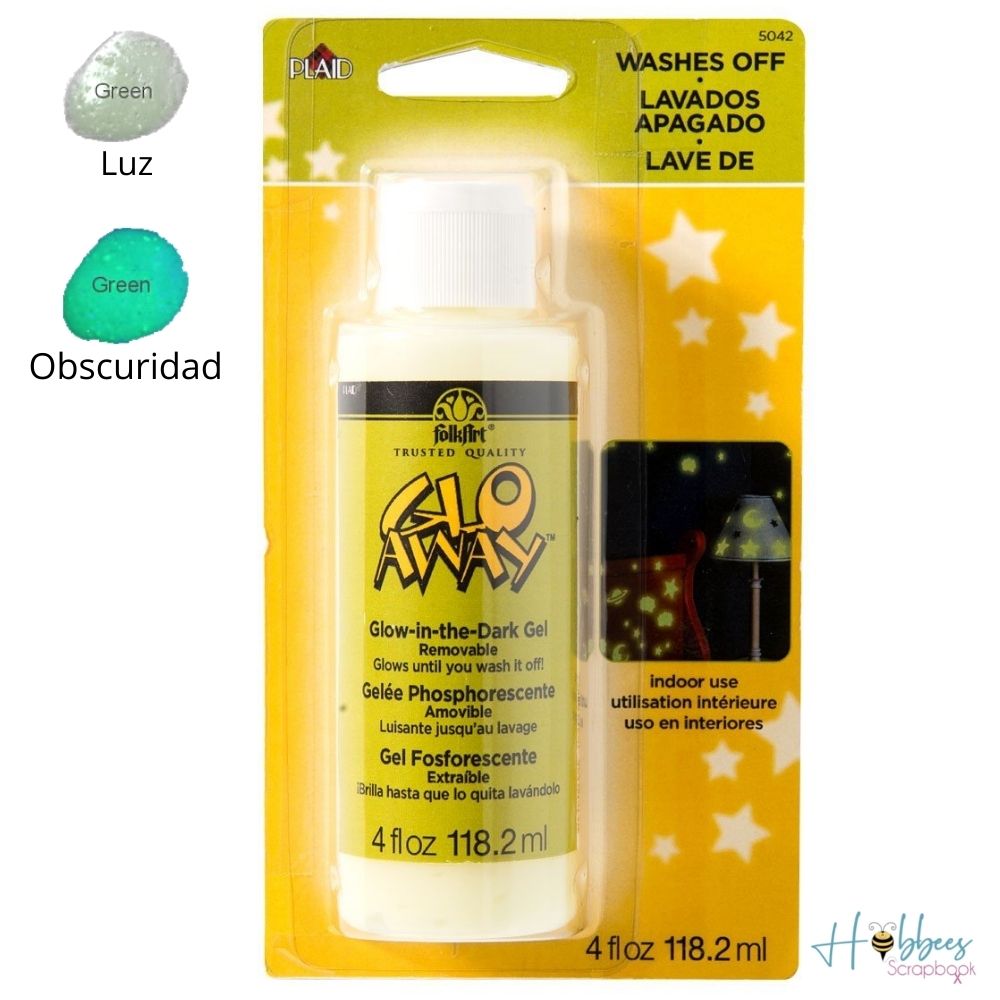 Glo Away Removable Paint / Pintura Lavable Brilla en la Oscuridad Acrìlicos Plaid