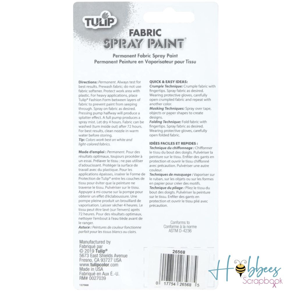 Tulip 26568 Vaporisateur de Peinture Permanente pour Tissu de 118 ML  Couleur Asphalte