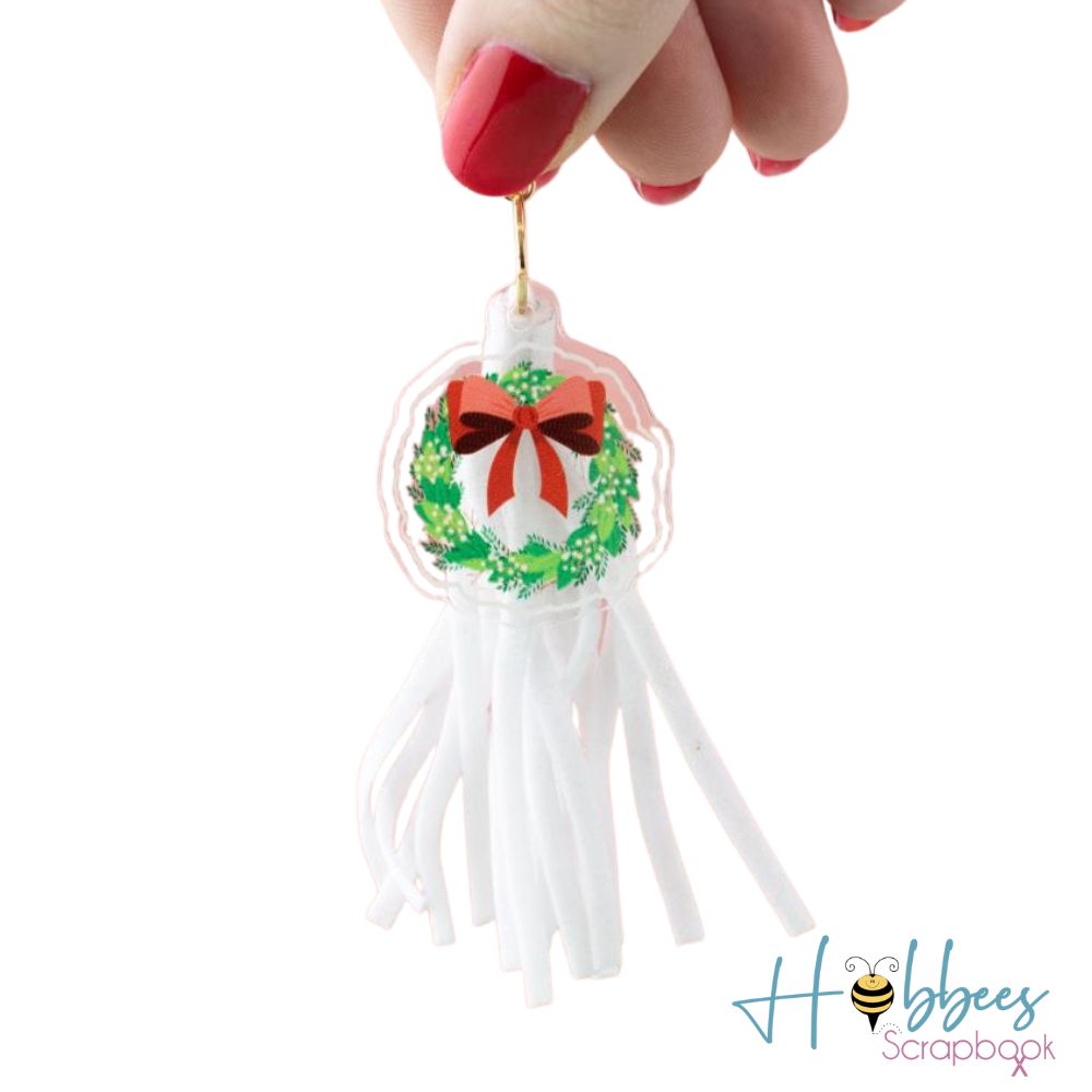 Evergreen &amp; Holly Tassels / 4 Borlas con Charms Adornos / Embellishments American Crafts