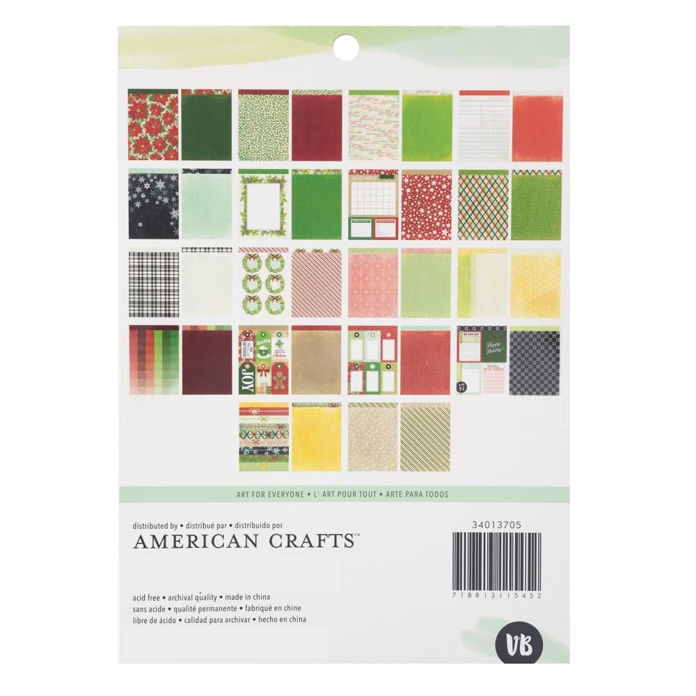 Evergreen &amp; Holly Paper Pad 6 x 8 / Bloc de Papel Adornos / Embellishments American Crafts