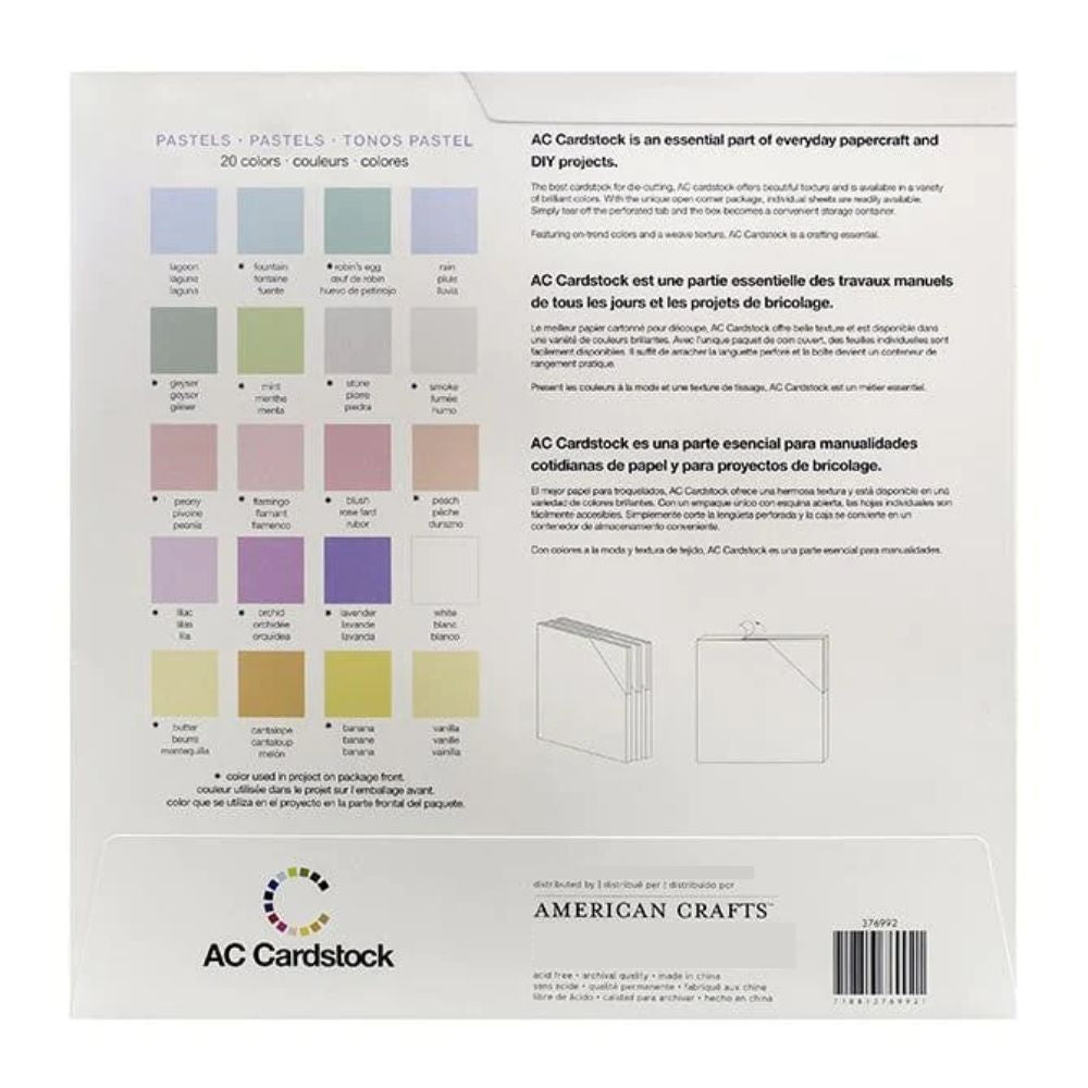 Pastels Cardstock Pack / Paquete de Cartulina en Tonos Pastel Papel American Crafts