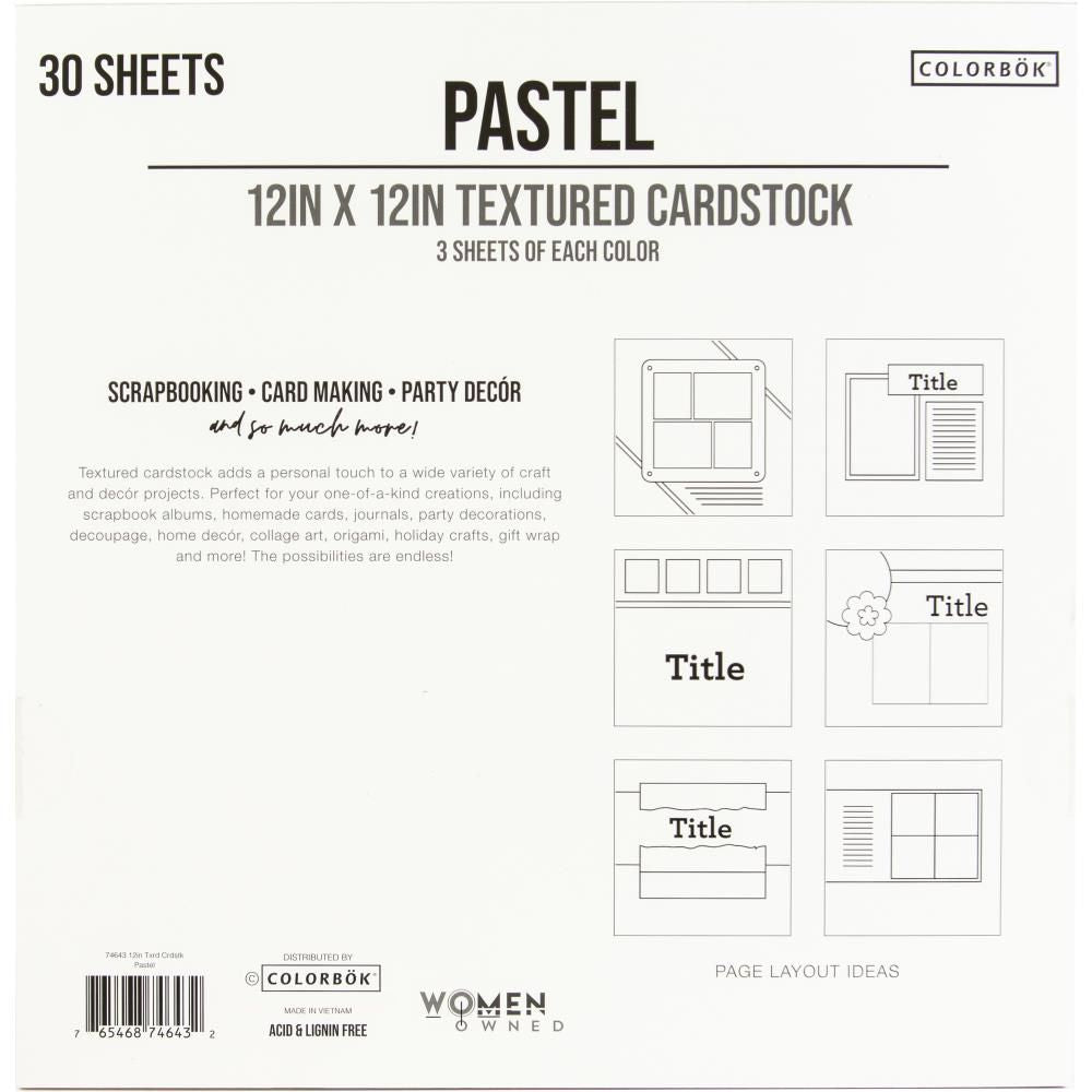 Textured Cardstock Pad Pastel / Cartulina Texturizada Colores Pastel Papel Colorbok