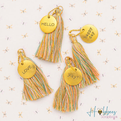 Live &amp; Let Grow Tassels / 4 Borlas con Charms Adornos / Embellishments Jen Hadfield