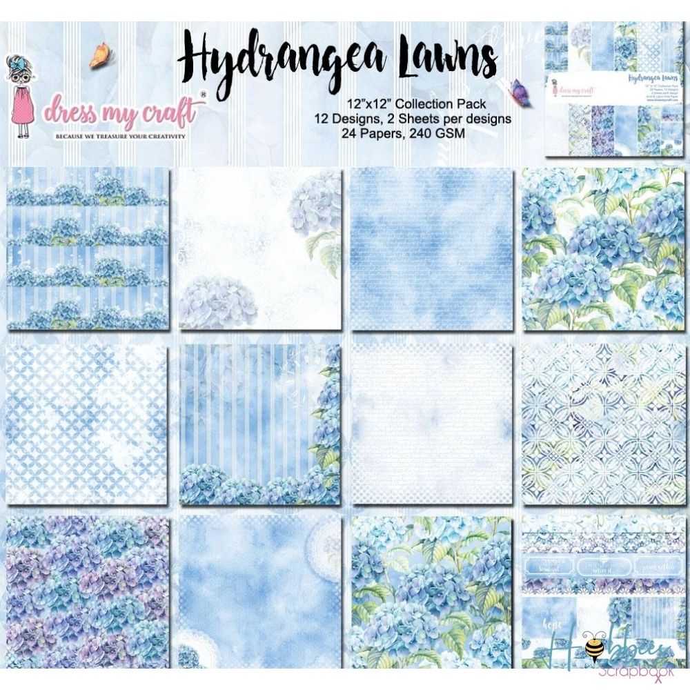 Single-Sided Paper Pad Hydrangea Lawns / Bloc de Papel de Hortensias Papel Dress My Craft