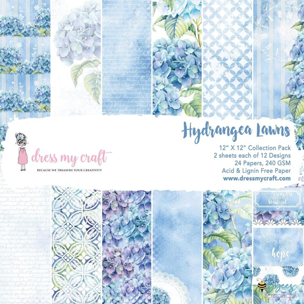 Single-Sided Paper Pad Hydrangea Lawns / Bloc de Papel de Hortensias Papel Dress My Craft