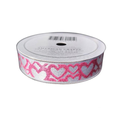 Glitter Ribbon / Listón de Corazones con Glitter Listones e Hilos American Crafts