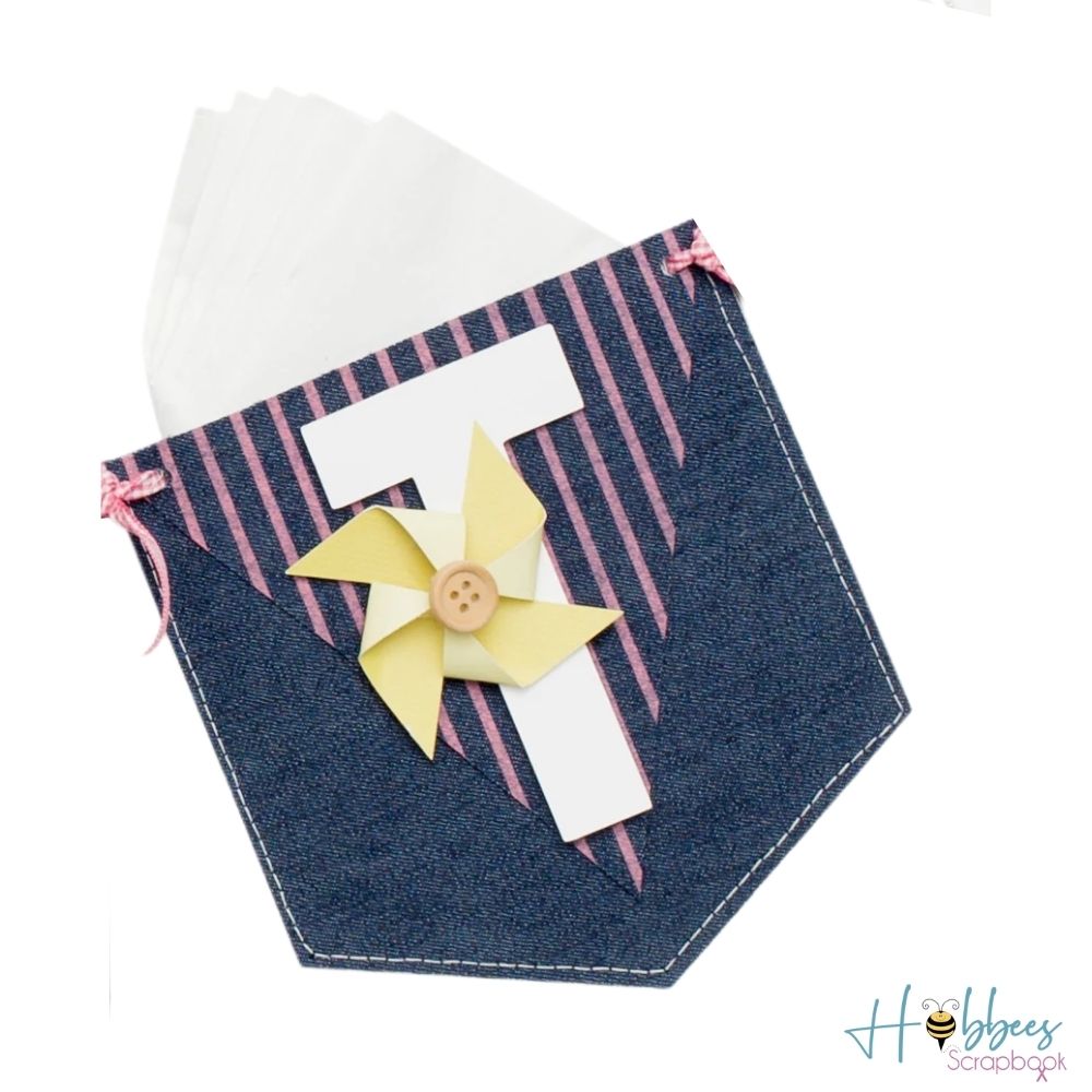 Denim Blues Pink Stripe / Hoja Papel con Mezclilla Rayas Rosas Papel, Hojas Sueltas We R Memory Keepers