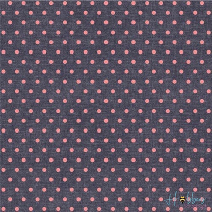 Denim Blues Pink Dots / Hoja Papel con Mezclilla Puntos Rosas Papel, Hojas Sueltas We R Memory Keepers