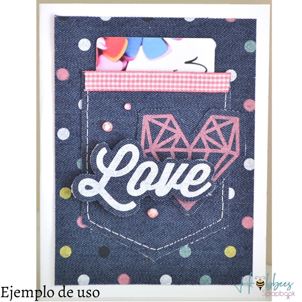 Denim Blues Pink Dots / Hoja Papel con Mezclilla Puntos Rosas Papel, Hojas Sueltas We R Memory Keepers