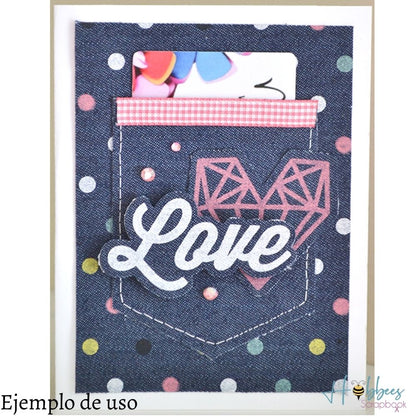 Denim Blues Pink Dots / Hoja Papel con Mezclilla Puntos Rosas Papel, Hojas Sueltas We R Memory Keepers