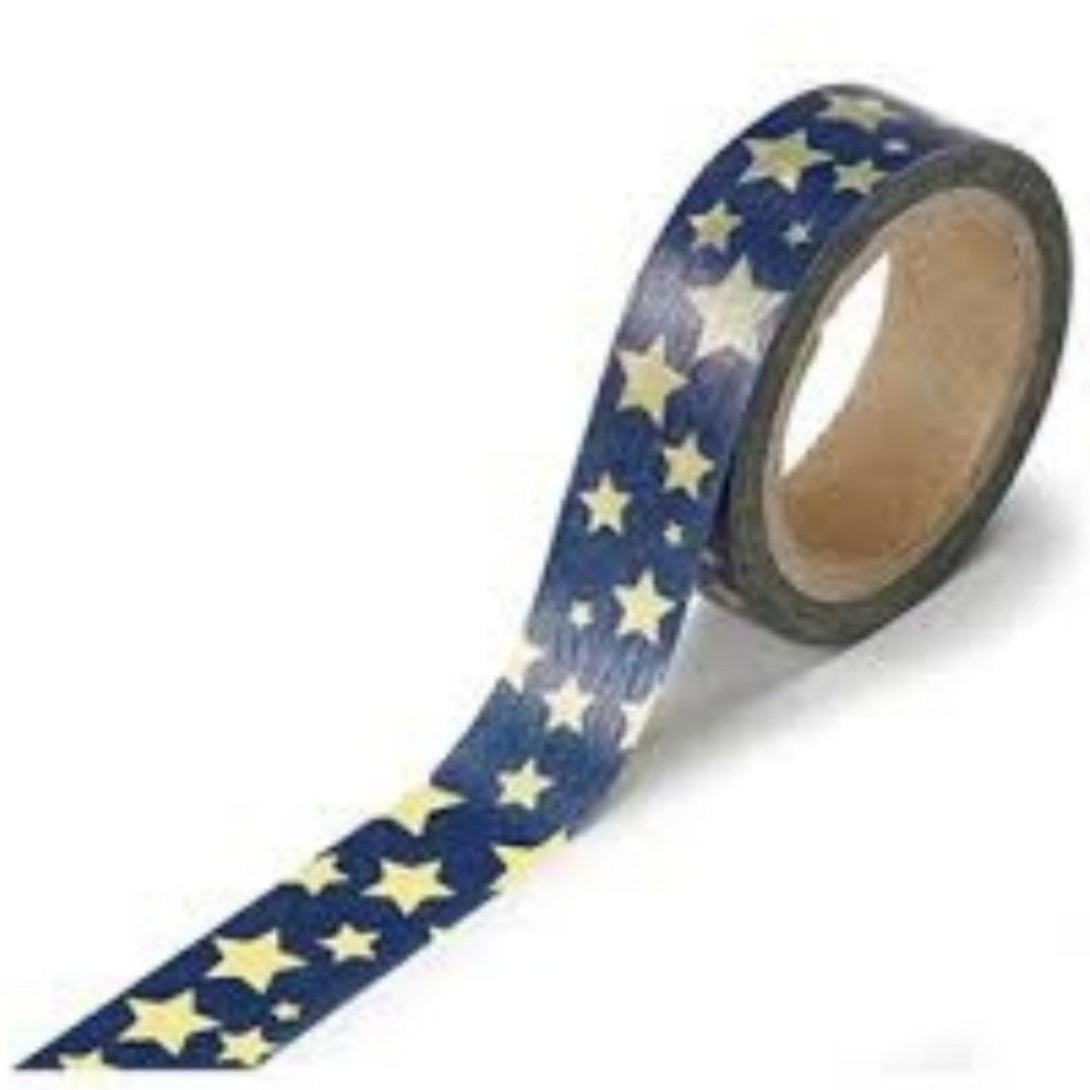 Washi Tape Blue With Gold Star / Cinta Adhesiva Azul con Estrellas Washi Tape Darice