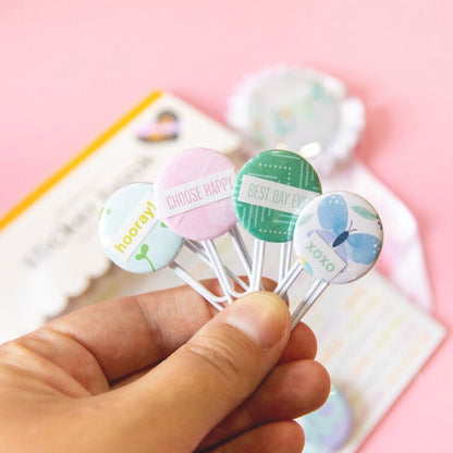 Button Press Paper Clip Kit / 5 Clips de Papel Personalizables Accesorios We R Memory Keepers