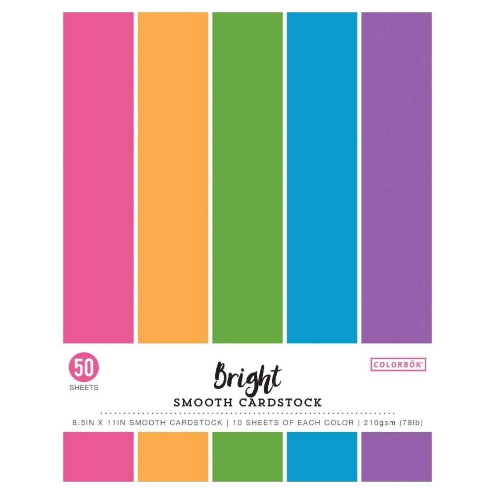 Bright Smooth Cardstock / Block de Cartulina Multicolores 8.5 x 11 Papel Colorbok