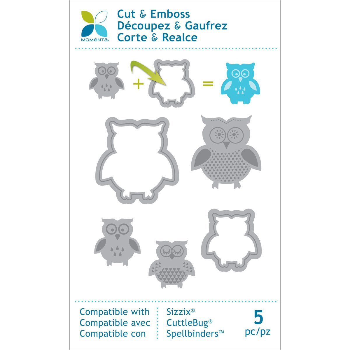 Suaje de corte y grabado de Búho / Cut &amp; Emboss Owls Dies Descontinuado Momenta