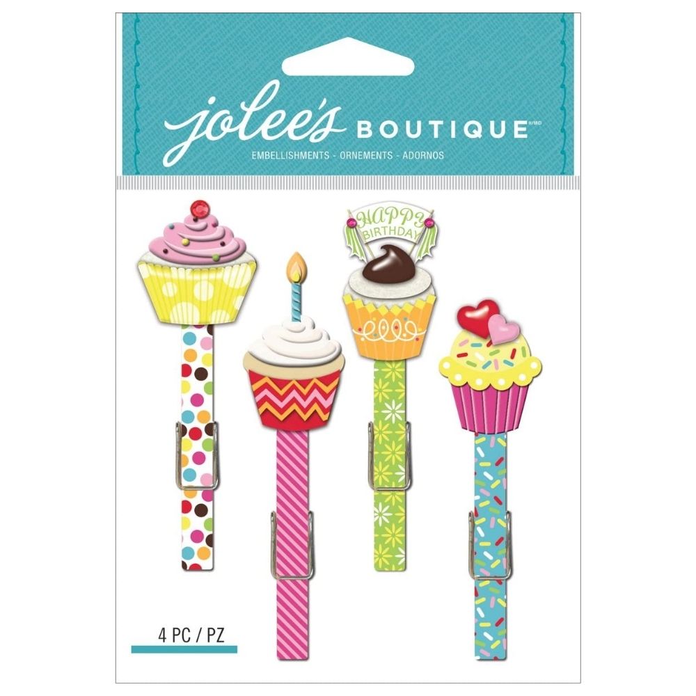 Cupcake Clips / Clips Madera Cupcakes Adornos / Embellishments Jolee&