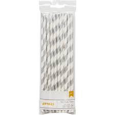 Paper Straws Silver / Popotes de Papel Decorativo Plateados Adornos / Embellishments American Crafts