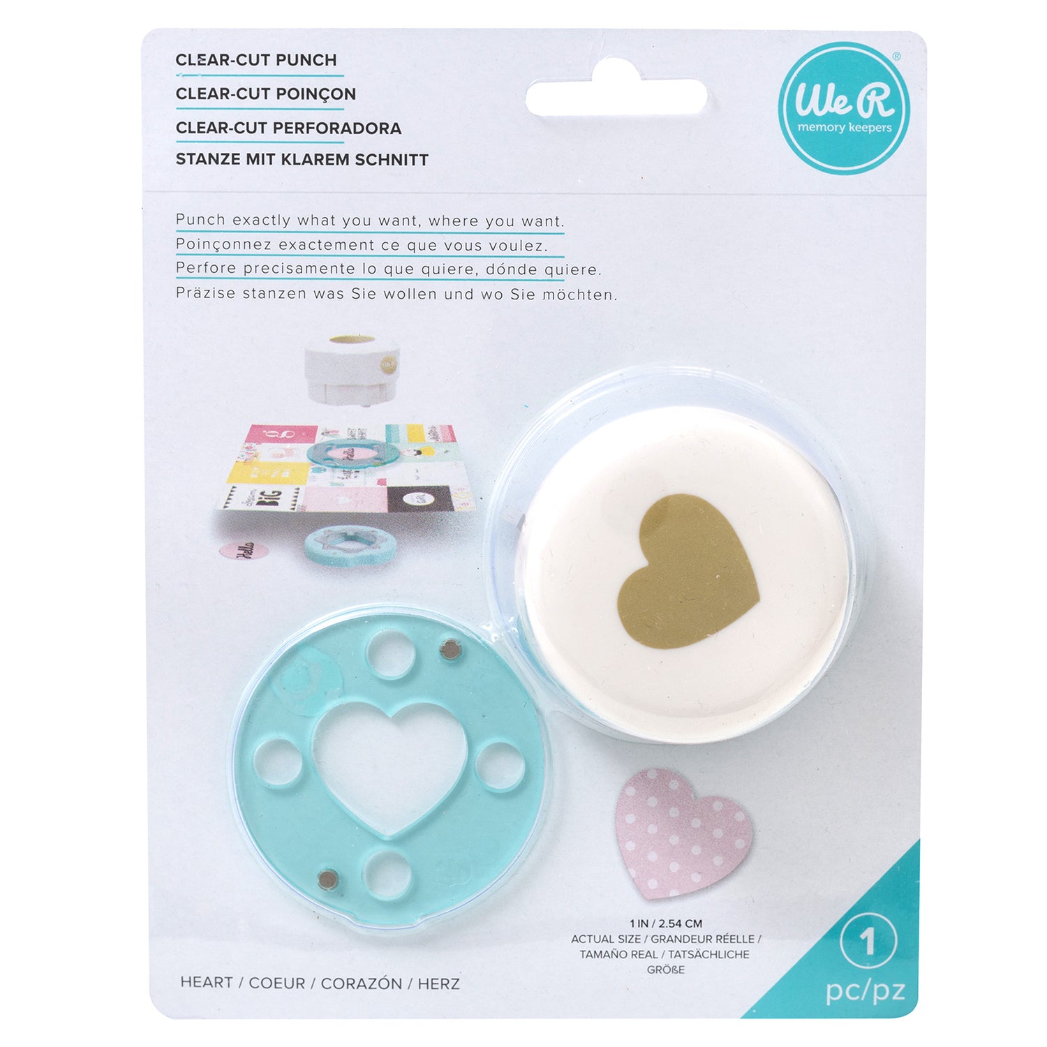 Clear Cut Punch Heart 1&quot; / Perforadora de Corazón de 2.54 cm Perforadoras We R Memory Keepers