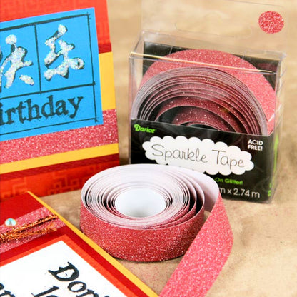 Sparkle Tape Red / Cinta Adhesiva Roja Brillante Washi Tape Darice