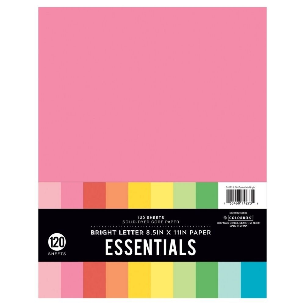 Essentials Paper 8.5 x 11&quot; Pack  / 120 Hojas de Colores Tamaño Carta Papel Colorbok