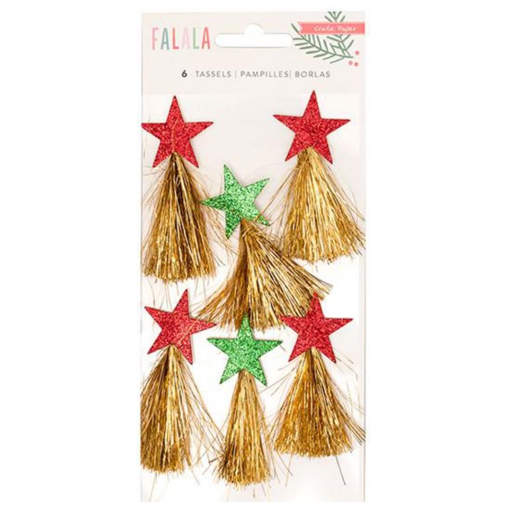 Falala Tassels / 6 Borlas de Foil Dorado Adornos / Embellishments Crate Paper