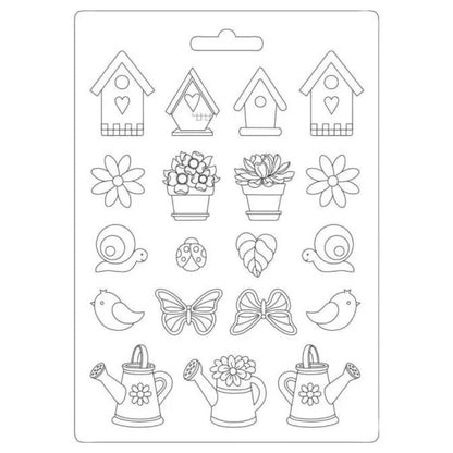 Spring Garden Soft Maxi Mold / Molde PVC de figuras Jardín Moldes Stamperia Intl