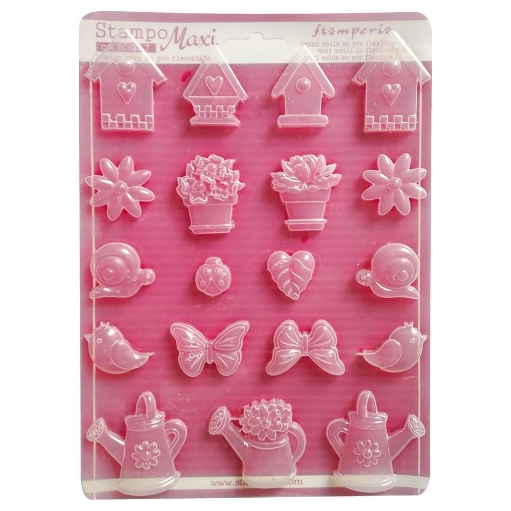 Spring Garden Soft Maxi Mold / Molde PVC de figuras Jardín Moldes Stamperia Intl