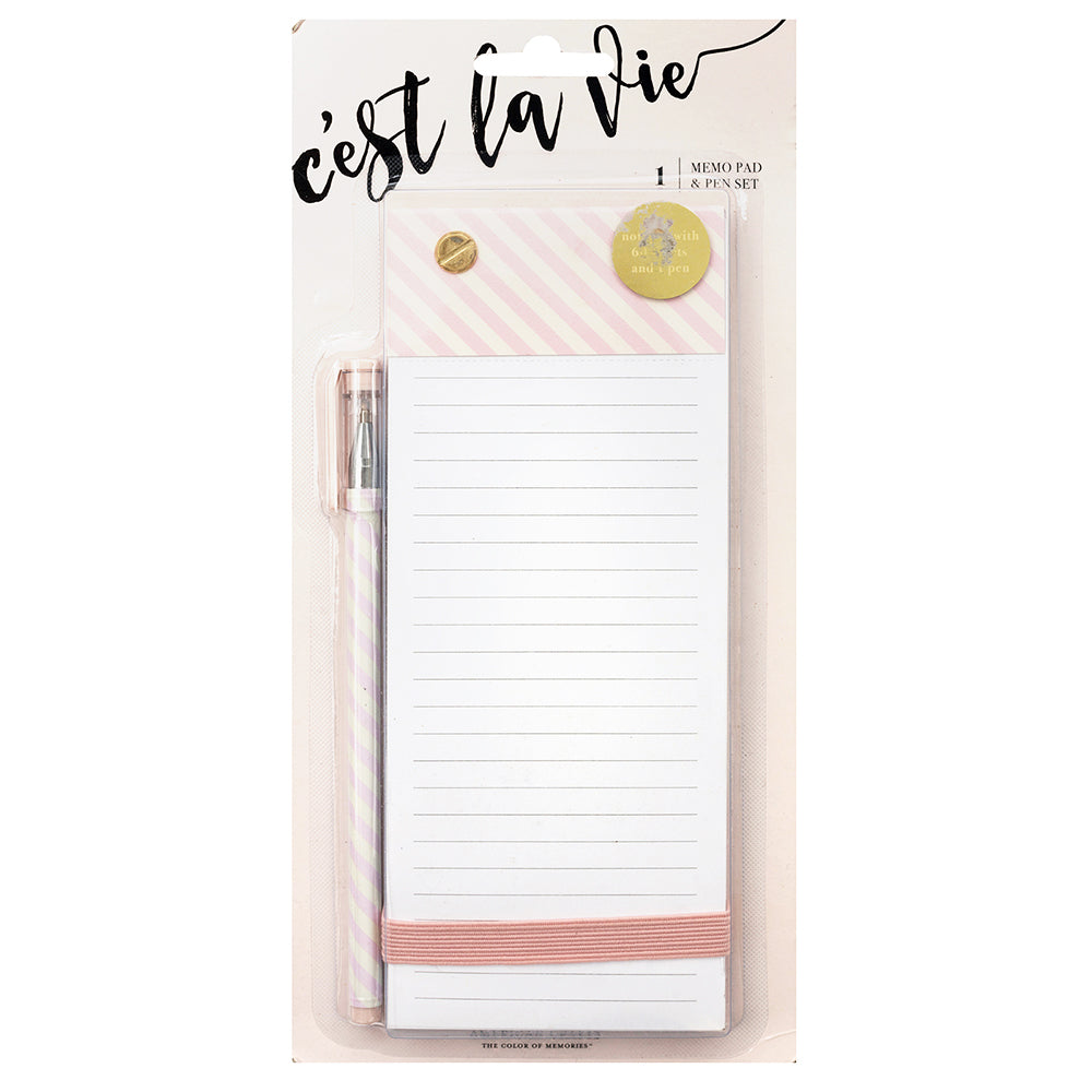 Pink Stripe Memo Pad / Block de Papel Rayado Rosa Agendas y Journals American Crafts