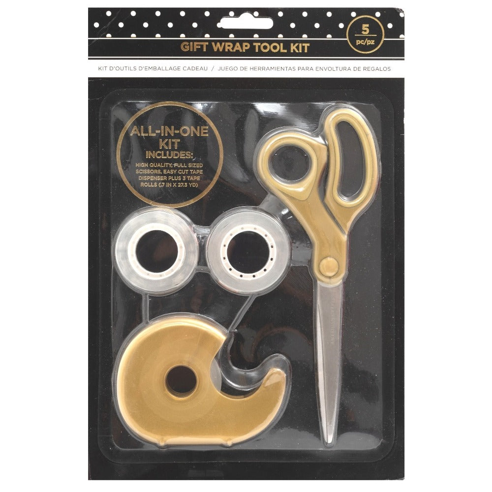 Gift Wrap Tool Kit / Kit Para Envolver Regalos Color Oro Tijeras / Cutters American Crafts