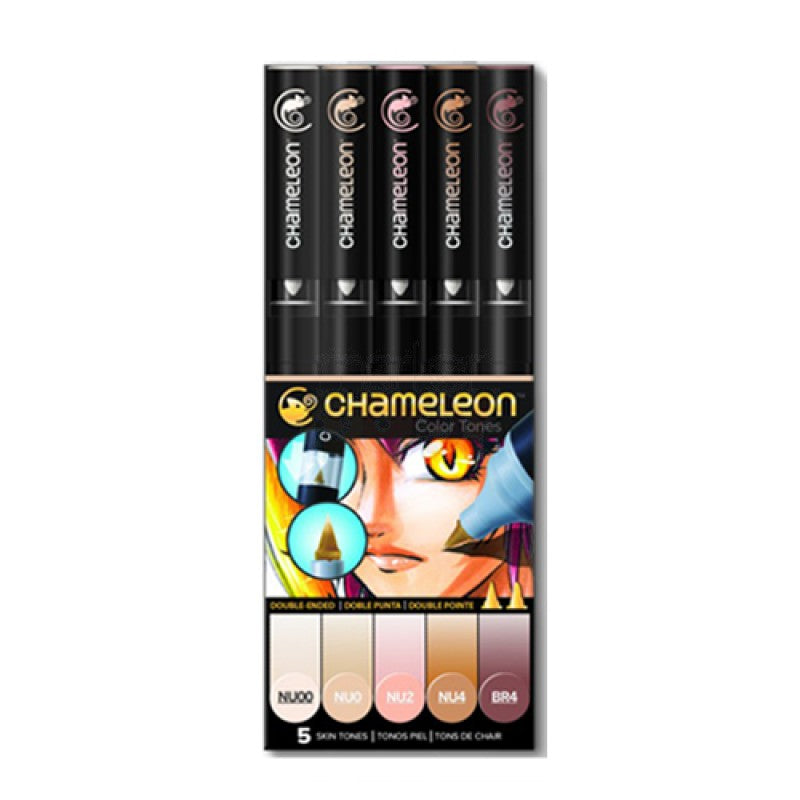 Chameleon Color Tones Markers 5 Pc Skin Tones / Marcadores Camaleon Piel Colores y Plumones Chameleon