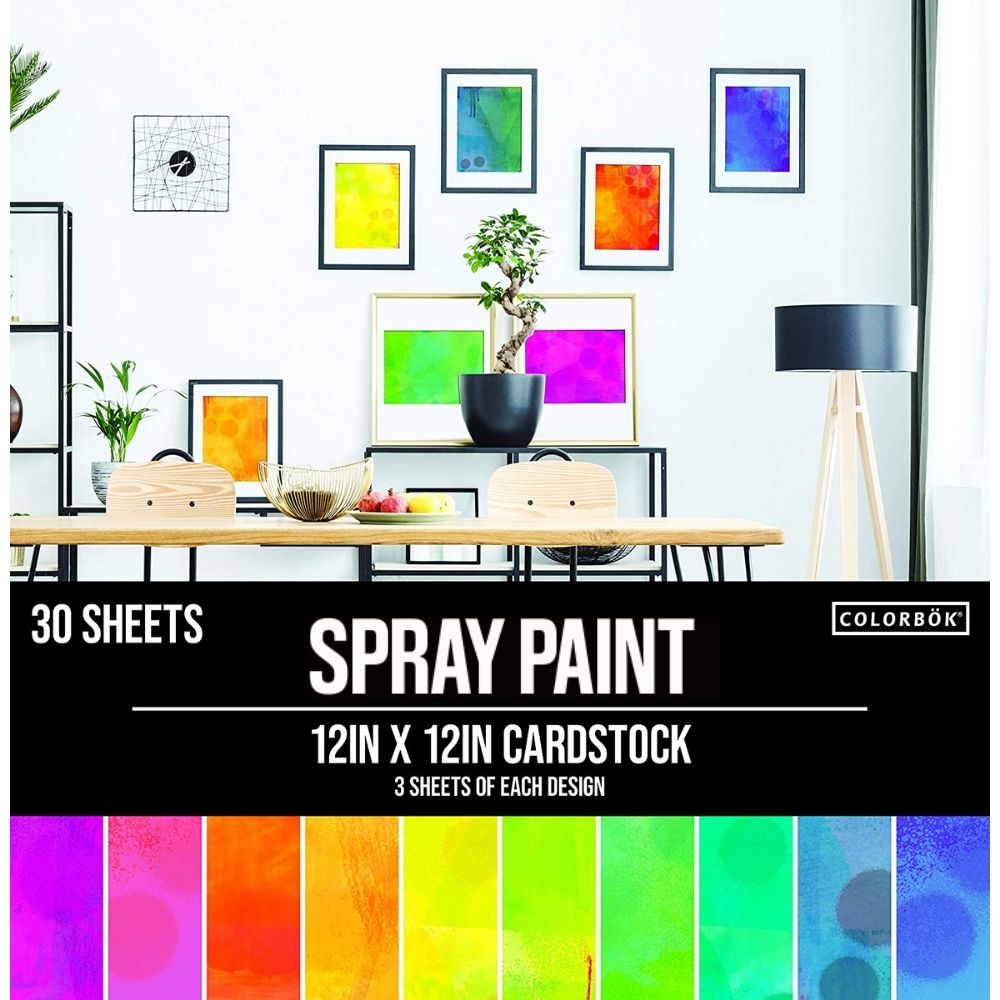 Spray Paint Cardstock / Block de Cartulina Colores Aerosol 12&quot; Papel Colorbok