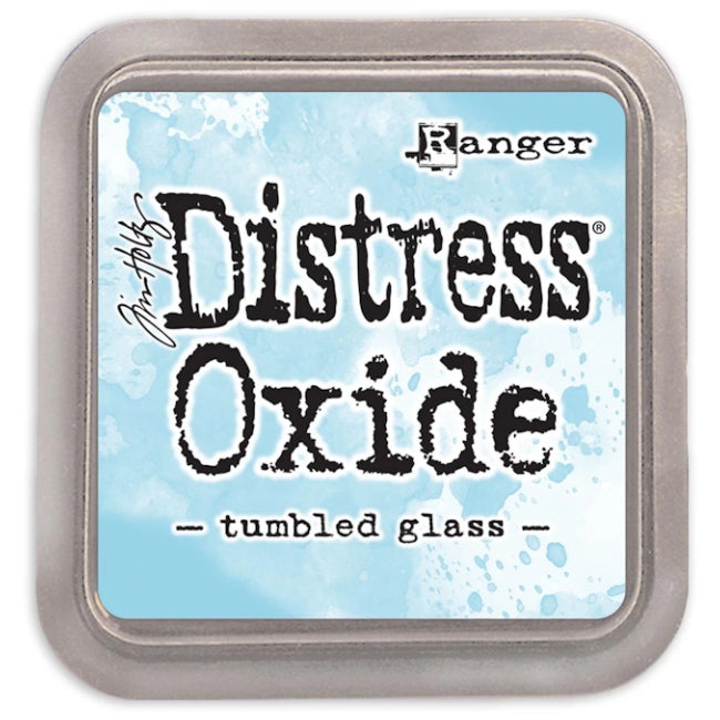 Tim Holtz Distress Oxide Tumbled Glass / Cojin de Tinta Efecto Vidrio Azulado Tintas Ranger