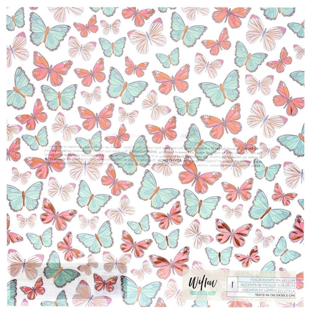 Willow Vellum Paper Sheet / 1 Hoja Papel Albanene Mariposas 12&quot; Papel, Hojas Sueltas Crate Paper