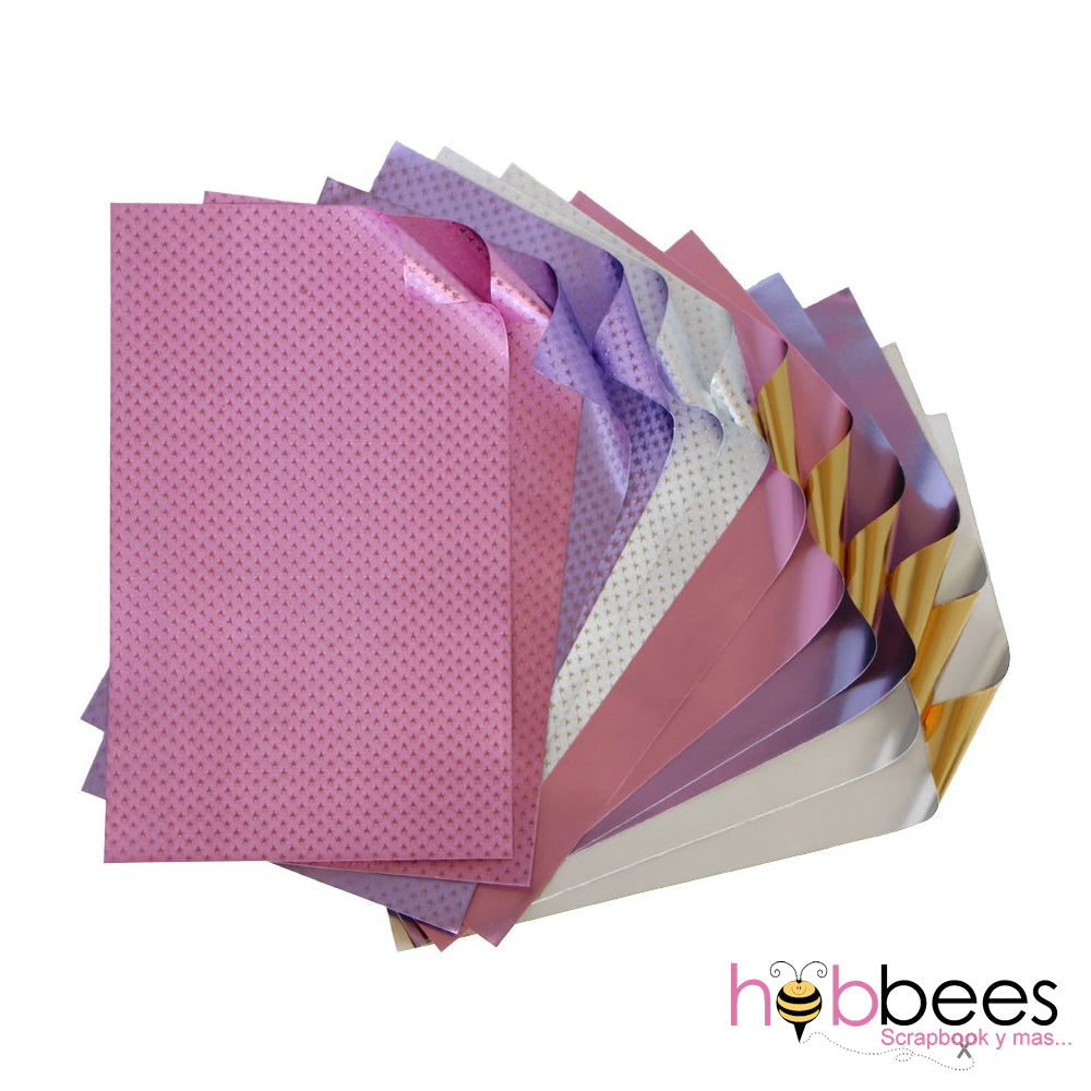 Princess Foiled Papers 6&quot;x12&quot; / 12 Hojas de Papel Tipo Alumino Doble Cara Princesas Papel Rinea