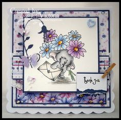 Bella With Flowers / Sellos de Polímero de Elefante con Flores Descontinuado Wild Rose Studio