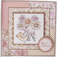 Bella With Flowers / Sellos de Polímero de Elefante con Flores Descontinuado Wild Rose Studio